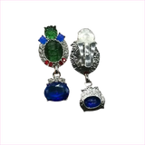 Blue Rhinestone Necklace and Earrings Set with Gemstone Accents