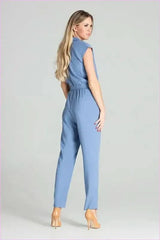 Blue Sleeveless Jumpsuit Unique Style Fashion