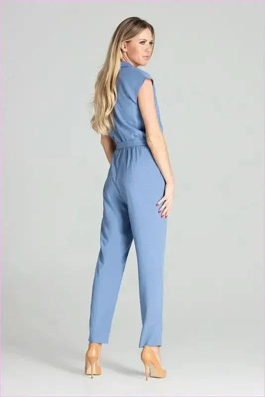 Blue Sleeveless Jumpsuit Unique Style Fashion