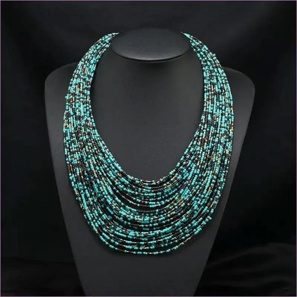 Bold Exaggerated Multi-layer Short Bohemian Women's Beaded Necklace