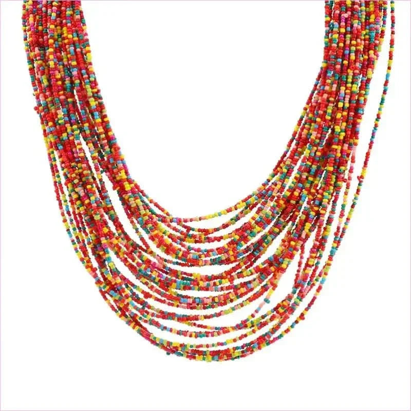 Bold Exaggerated Multi-layer Short Bohemian Women's Beaded Necklace