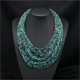 Bold Exaggerated Multi-layer Short Bohemian Women's Beaded Necklace
