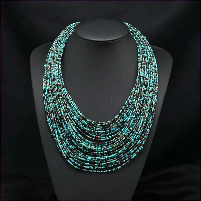 Bold Exaggerated Multi-layer Short Bohemian Women's Beaded Necklace