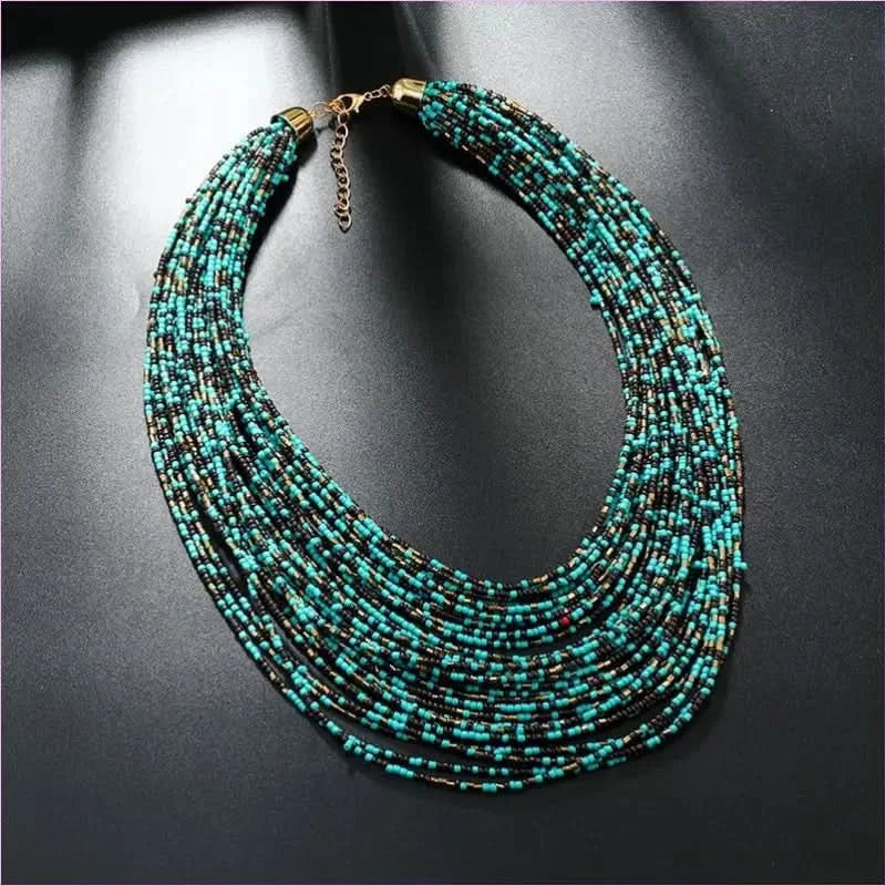 Bold Exaggerated Multi-layer Short Bohemian Women's Beaded Necklace