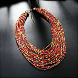 Bold Exaggerated Multi-layer Short Bohemian Women's Beaded Necklace