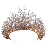 Bridal Headdress Crown Set with Colored Diamond Necklace and Earrings