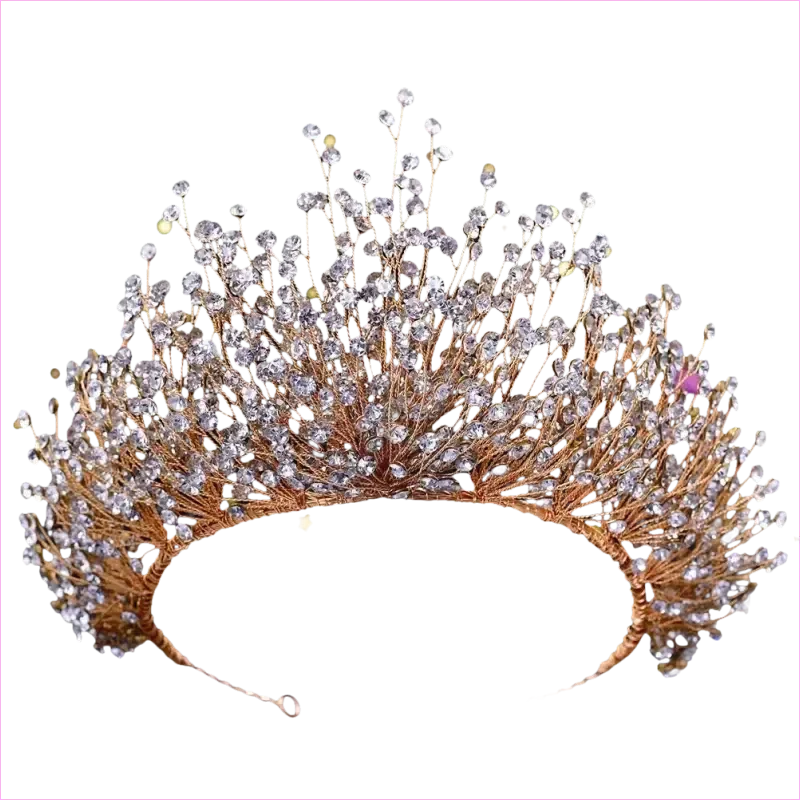 Bridal Headdress Crown Set with Colored Diamond Necklace and Earrings