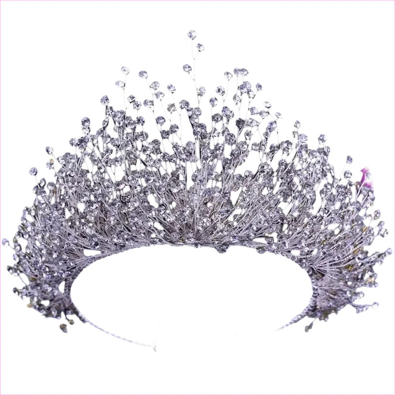 Bridal Headdress Crown Set with Colored Diamond Necklace and Earrings