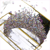 Bridal Headdress Crown Set with Colored Diamond Necklace and Earrings