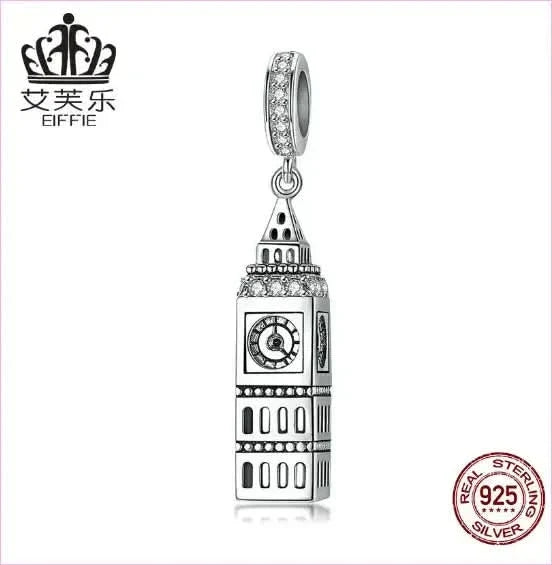 British Big Ben S925 Sterling Silver Pendant for Charm Lovers