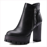 British Retro High Heel Boots with Thick Sole for Comfort and Style