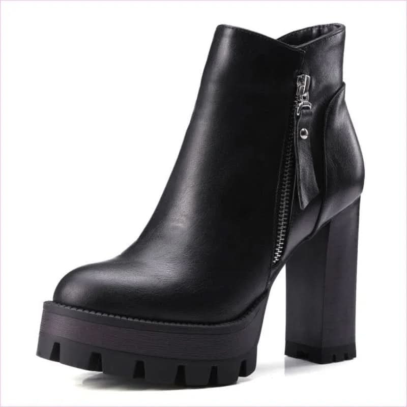 British Retro High Heel Boots with Thick Sole for Comfort and Style