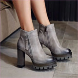 British Retro High Heel Boots with Thick Sole for Comfort and Style