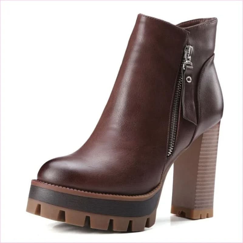British Retro High Heel Boots with Thick Sole for Comfort and Style
