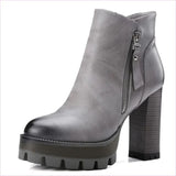 British Retro High Heel Boots with Thick Sole for Comfort and Style