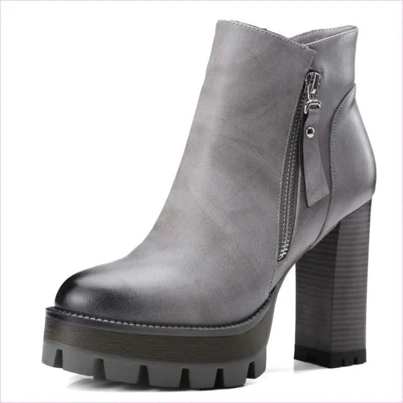 British Retro High Heel Boots with Thick Sole for Comfort and Style