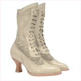 British Style Steampunk Lace-panelled Ladies Boots in White