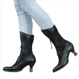 British Style Steampunk Lace-panelled Ladies Boots in White