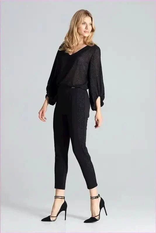 Brocade Stripe Black Trousers Unique Fashion Style