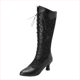 Brown and Black Victorian Style Steampunk Lace Pointed Toe Boots