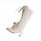 Brown and Black Victorian Style Steampunk Lace Pointed Toe Boots