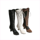Brown and Black Victorian Style Steampunk Lace Pointed Toe Boots