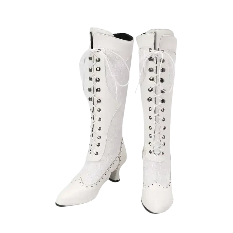 Brown and Black Victorian Style Steampunk Lace Pointed Toe Boots