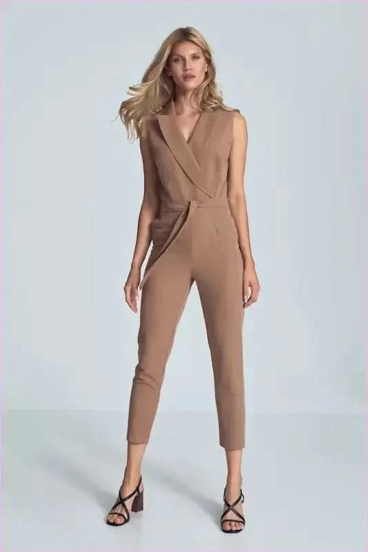 Brown Sleeveless Bodysuit Unique Fashion Style