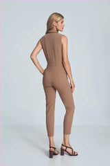 Brown Sleeveless Bodysuit Unique Fashion Style