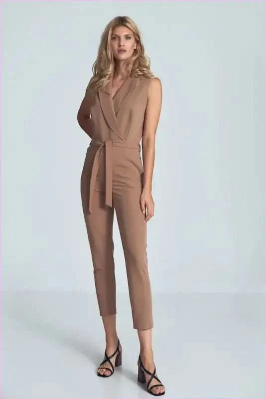 Brown Sleeveless Bodysuit Unique Fashion Style