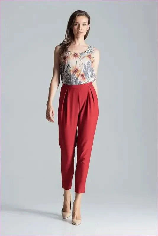 Burgundy Pleated Trousers Unique Style