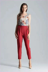 Burgundy Pleated Trousers Unique Style