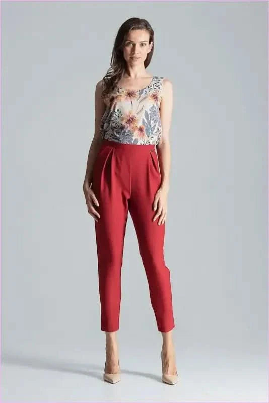 Burgundy Pleated Trousers Unique Style