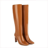 Burgundy Wedge Heel Knee High Boots for Ladies