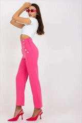 Button Front High Waisted Pants Unique Style