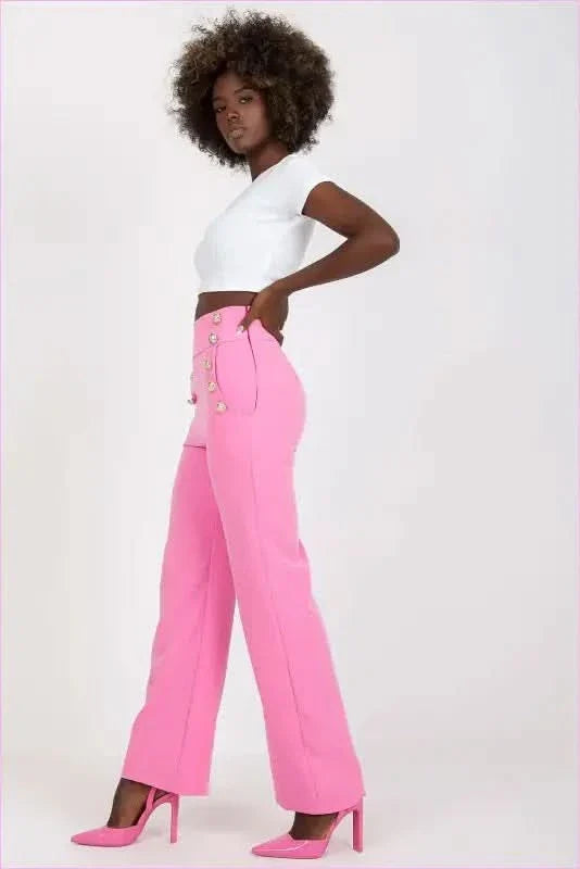 Button Front High Waisted Pants Unique Style
