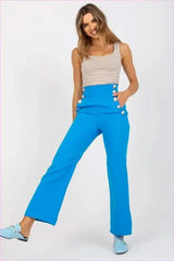 Button Front High Waisted Pants Unique Style