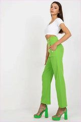Button Front High Waisted Pants Unique Style