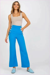 Button Front High Waisted Pants Unique Style