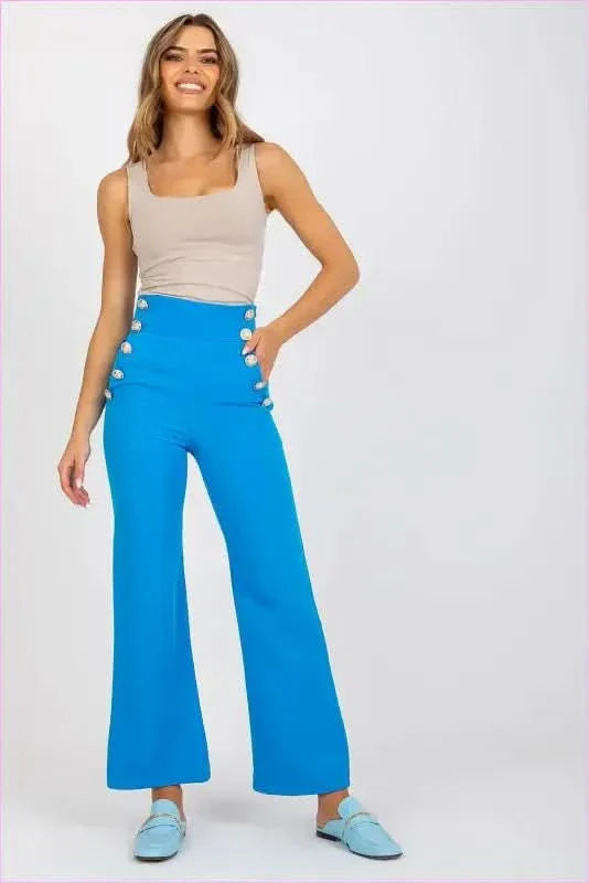 Button Front High Waisted Pants Unique Style