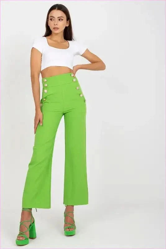 Button Front High Waisted Pants Unique Style