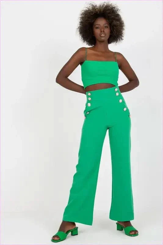 Button Front High Waisted Pants Unique Style