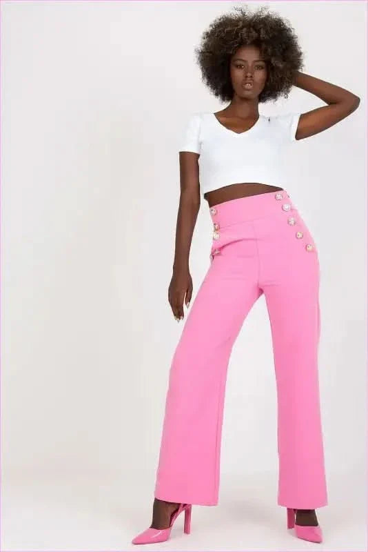Button Front High Waisted Pants Unique Style