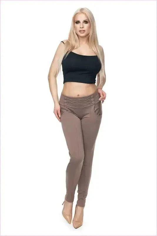 Button Trim Trousers Unique Style Fashion Pants