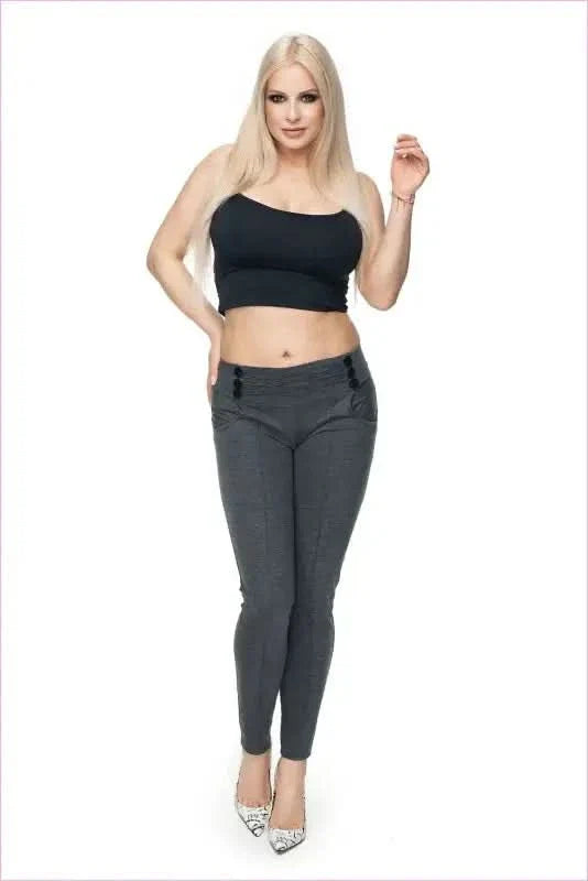Button Trim Trousers Unique Style Fashion Pants