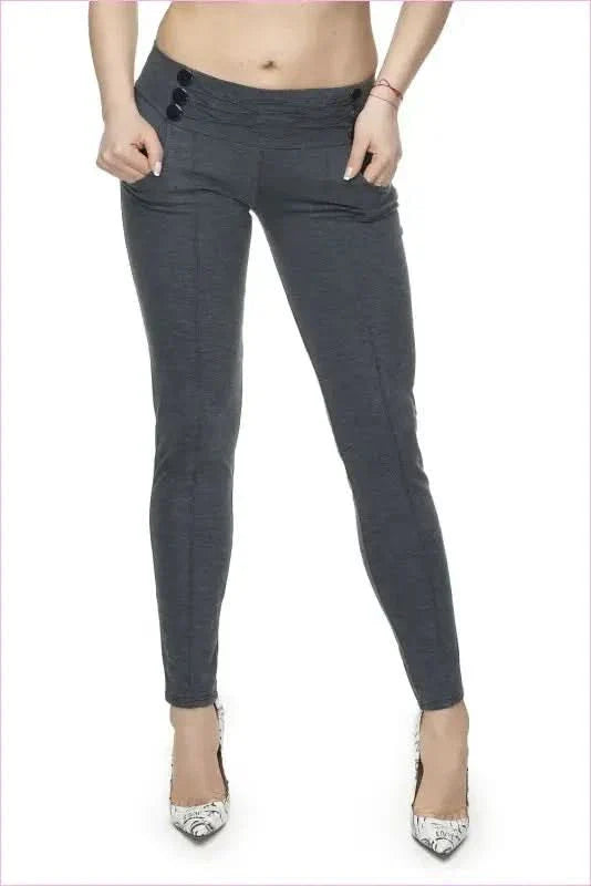 Button Trim Trousers Unique Style Fashion Pants