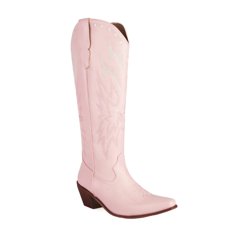 Lightning Bolt Embroidered Knee-high Unisex Plus Size Western Boots