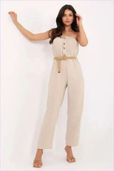 Casual Cotton Jumpsuit with Elastic Band