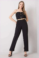 Casual Cotton Jumpsuit with Elastic Band