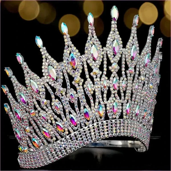 Colorful Gemstone Bridal Wedding Crown Crystal Hair Accessory